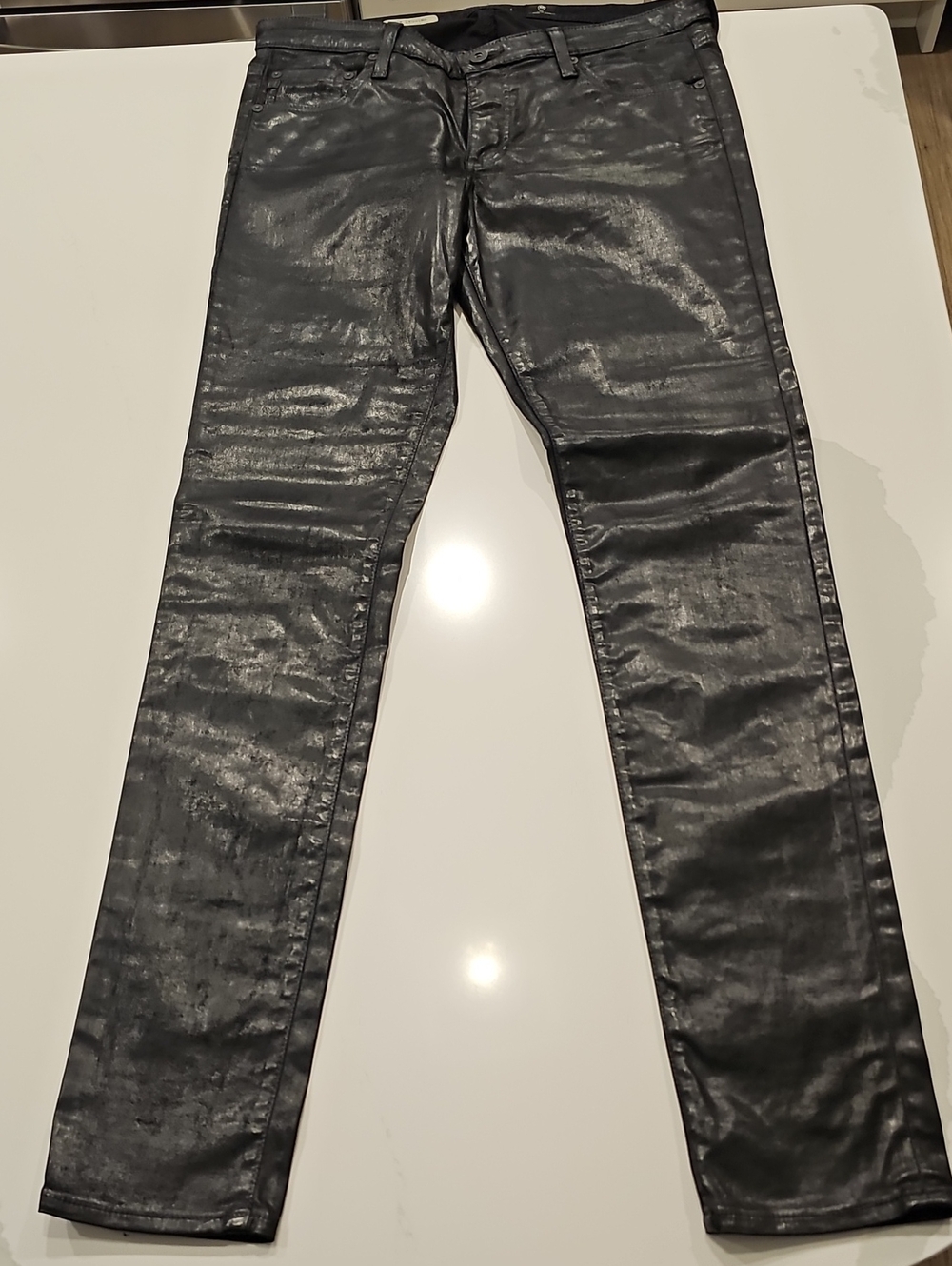 Ag Adriano Goldschmied Black Coated Skinny Jeans